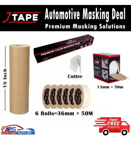 J Tape MASKING TAPE 36MM x 50m, MASKING POLY FILM, 18 "PAPER & FOAM EDGING TAPE